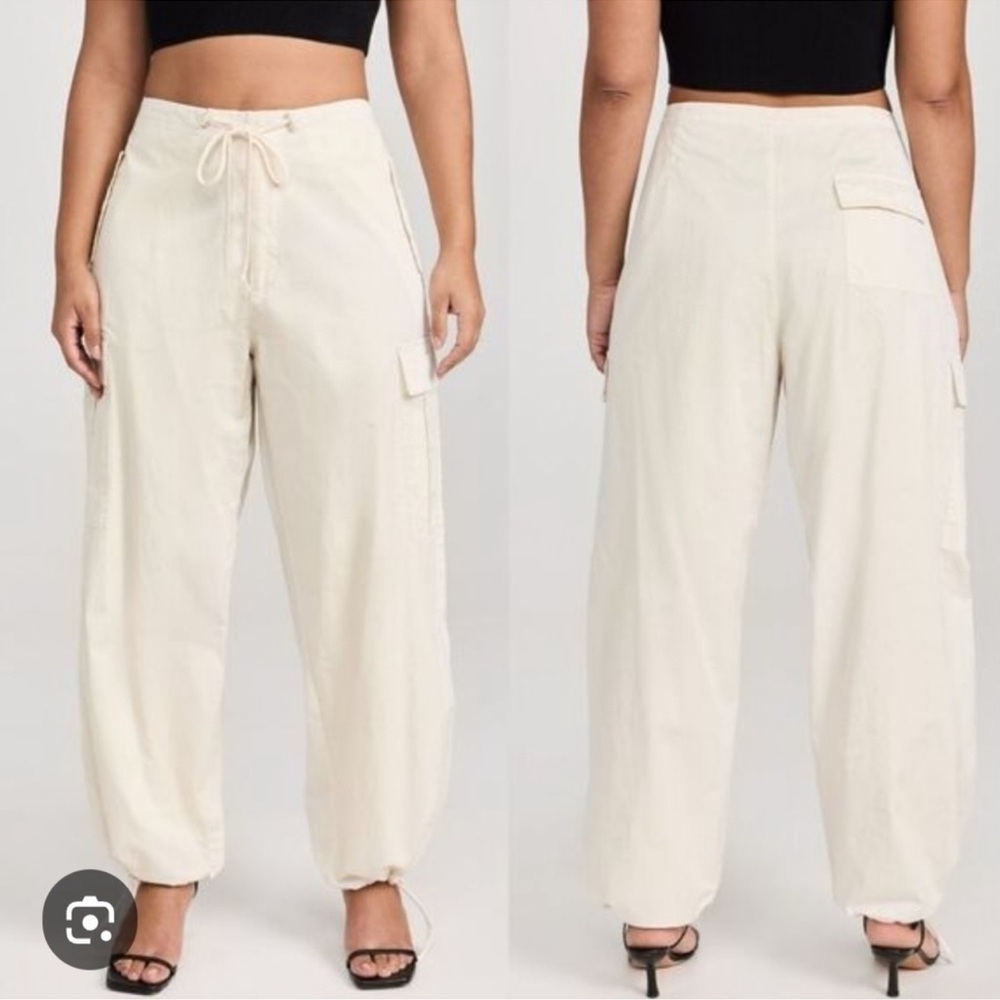 Good American Cream Cargo Pants